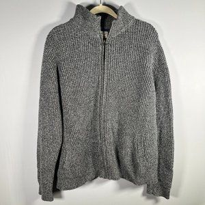 L.L. Bean 100% Organic Cotton Full Zip Gray Knit Sweater Mens Size Large Regular
